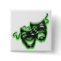 Large Neon Green Masks Square Button by CaughtintheAct Large Neon Green Masks Square Button