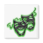Large Neon Green Masks Square Magnet