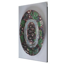 Large oval dish moulded in relief stretched canvas print