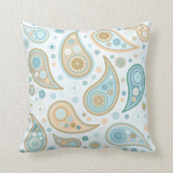 Large Paisley Funky Print (Light Blue Background) Pillows