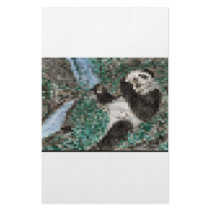 Large Panda Pla y Blurred Mosaic stationery