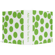 Large Pea Green Dots on White. Binder