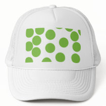 Large Pea Green Dots on White. Hat