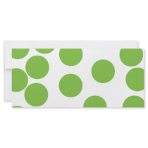 Large Pea Green Dots on White. Rack Card