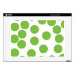 Large Pea Green Dots on White. Skin For 15" Laptop
