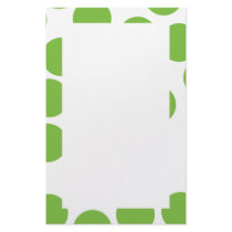 Large Pea Green Dots on White. Custom Stationery