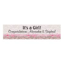 LARGE Pink and Brown Zebra Baby Shower Banner Print