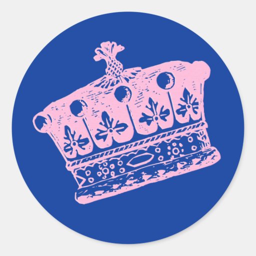 Large Pink Crown or Tiara Classic Round Sticker Zazzle
