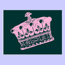 Large Pink Crown or Tiara postcards