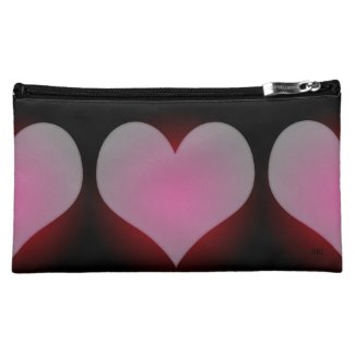 Large Pink Hearts Cosmetic Bags and Wristlets