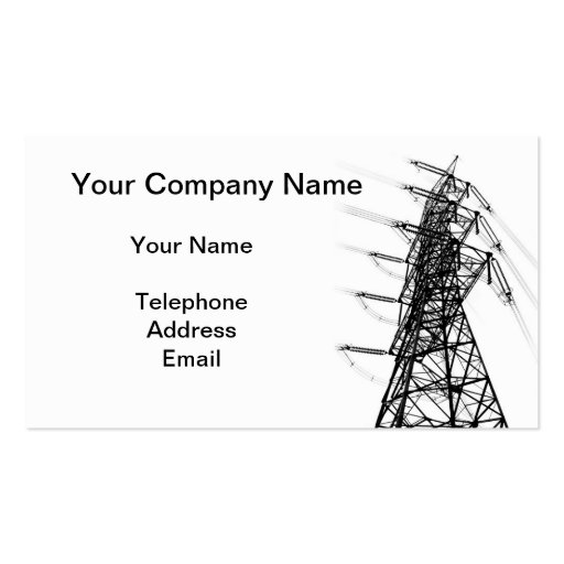 Large Powermast as Part of Electric Grid Business Card Templates (front side)