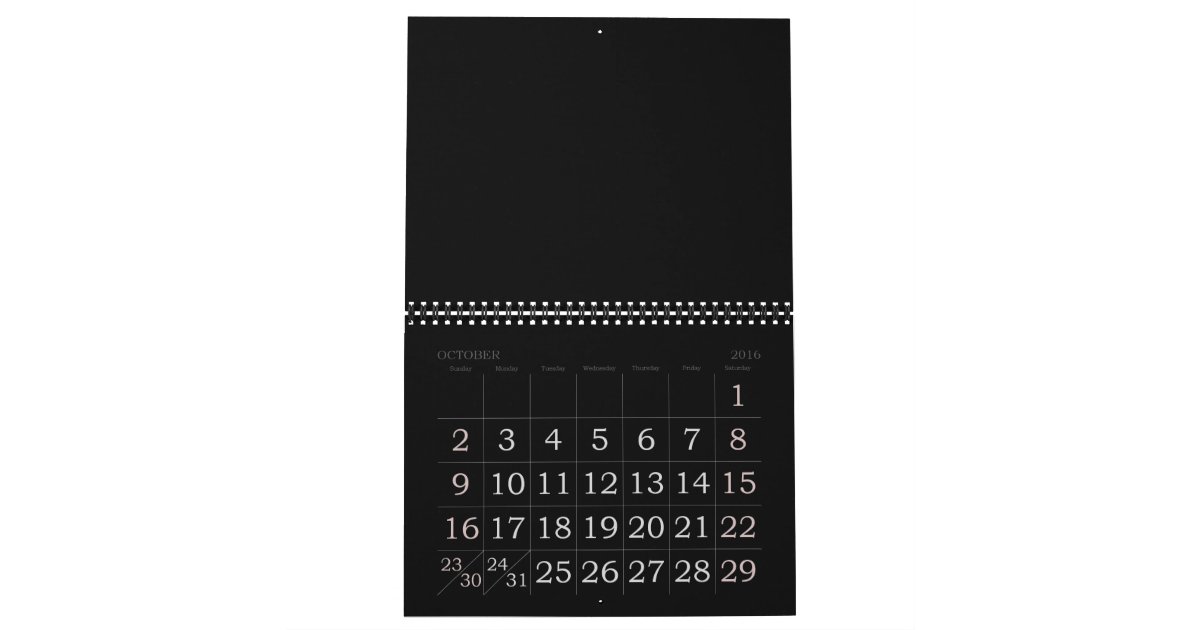 Large Print Blank Black Calendar With Holidays | Zazzle