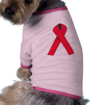 Large Red Ribbon for AIDS Awareness Dog Tshirt