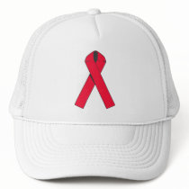 Large Red Ribbon for AIDS Awareness Trucker Hat
