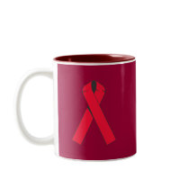 Large Red Ribbon for AIDS Awareness Mug