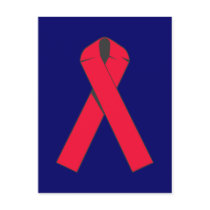 Large Red Ribbon for AIDS Awareness Postcards