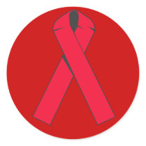 Large Red Ribbon for AIDS Awareness Stickers