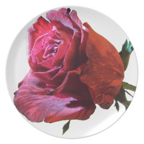 large red rose plate