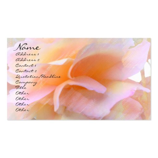 Large Rose Pink & Orange Petals Profile Card Business Card (front side)
