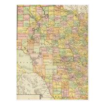 Large Scale County and Railroad Map Of Texas Post Card