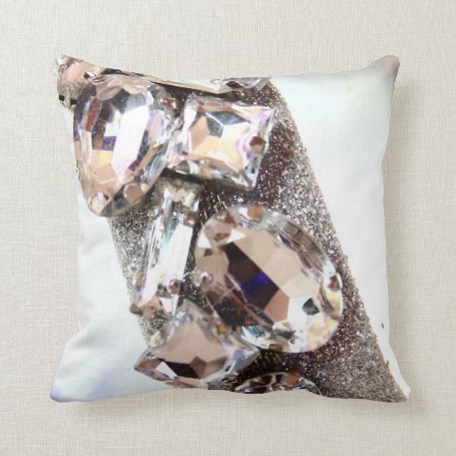 Large Silver Rhinestones Throw Pillow Zazzle