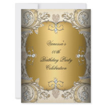 Large Size Birthday Party Sepia Coffee Gold invitations