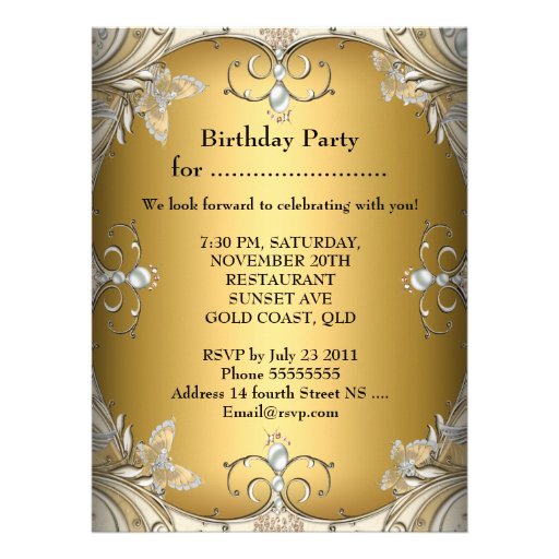 Large Size Birthday Party Sepia Coffee Gold Personalized Invitation