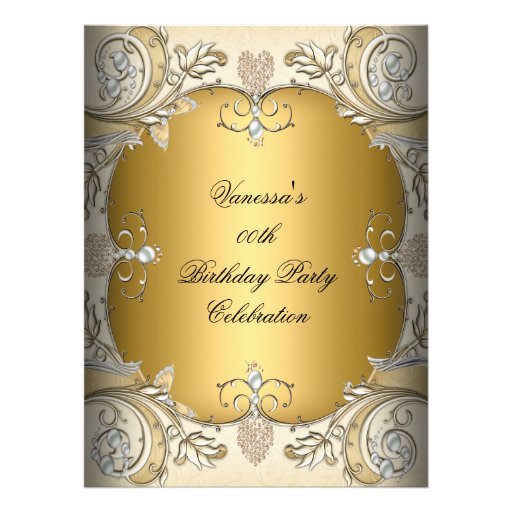 Large Size Birthday Party Sepia Coffee Gold Personalized Invitation