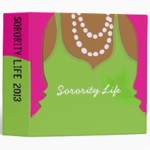Large Sorority Pink and Green Binder 2"