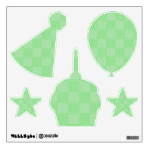Large Textured Green Patchwork Pattern Wall Skins