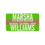 Large type bold green brown color stripe modern custom address label