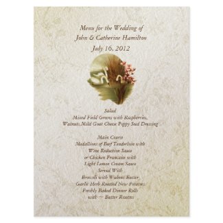 Large Vintage Swan Wedding Table Menu invitation