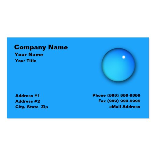 Large Water Drop Business Card Template (front side)