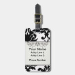 large white and black bold damask bag tags