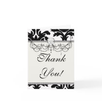 large white and black bold damask greeting card