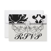 large white and black bold damask custom invite