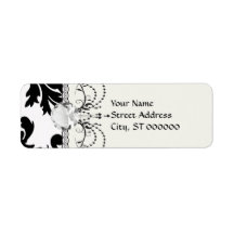 large white and black bold damask custom return address label