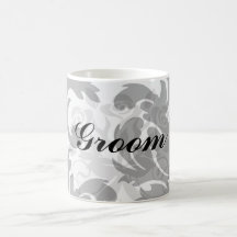 large white and black bold damask mugs
