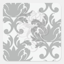 large white and black bold damask square stickers