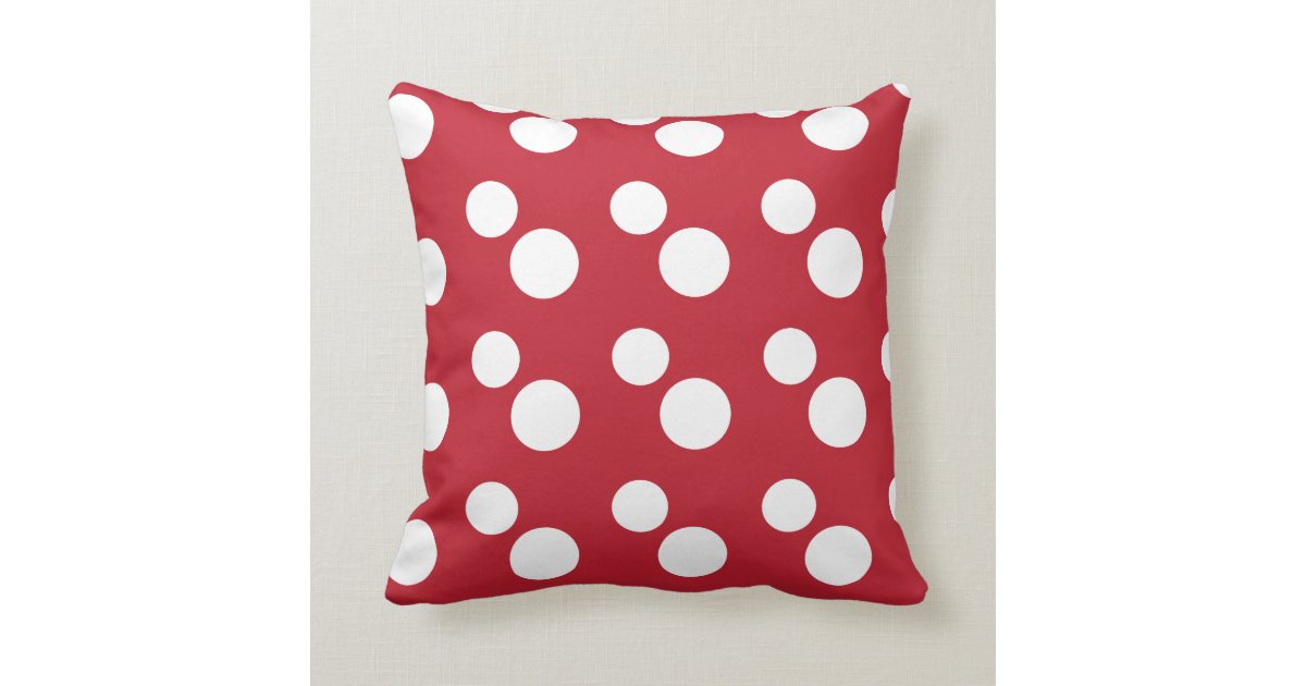 Large White Polka Dots Red Throw Pillow Zazzle