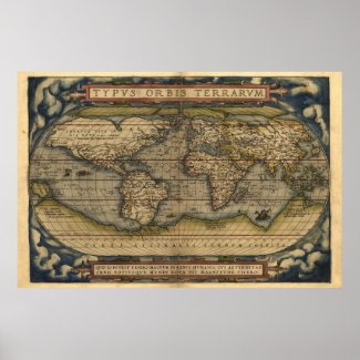 Large World Maps, Antique World Atlas Map Print