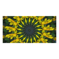 Large Yellow Wildflower Kaleidoscope Art 12 photo cards