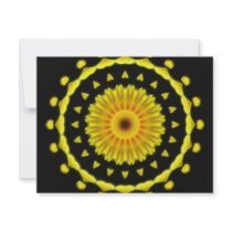 Large Yellow Wildflower Kaleidoscope Art 2 invitations