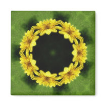 Large Yellow Wildflower Kaleidoscope Art 3 magnets by KaleidoscopeArt Large Yellow Wildflower Kaleidoscope Art 3 magnets