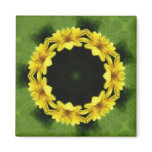Large Yellow Wildflower Kaleidoscope Art 3 Refrigerator Magnet