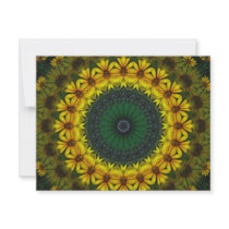 Large Yellow Wildflower Kaleidoscope Art 4 invitations