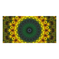 Large Yellow Wildflower Kaleidoscope Art 4 photo cards