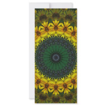 Large Yellow Wildflower Kaleidoscope Art 4 rack cards