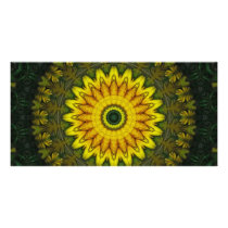 Large Yellow Wildflower Kaleidoscope Art 5 photo cards