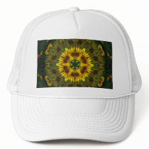 Large Yellow Wildflower Kaleidoscope Art 6 hats